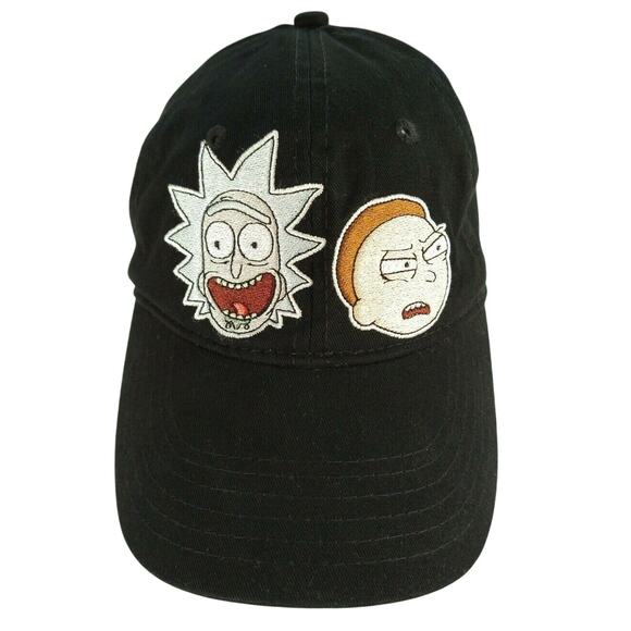 Rick and Morty Faces Adjustable Dad Hat Cap Black Adult Swim Strapback One Size - Picture 1 of 11